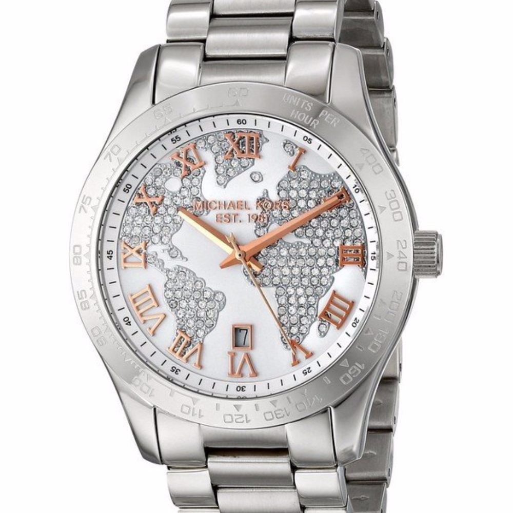 Michael Kors Women's Silverstone Globe Watch